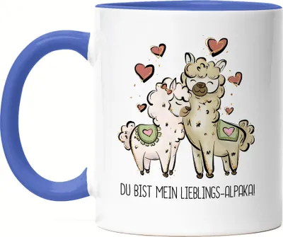 Produktbild von Alpaka Lieblingsalpaka Tasse Blau Valentinstag Freundin Freund Süß Geschenkidee Paar Liebe Couple Jahrestag