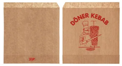 Produktbild von 2000x Dönerbeutel mit Aufdruck 'Döner Kebab' Kraftpapier braun 16x16 cm