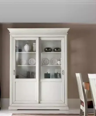 Image de Vitrine Salon Meubles Bois Vitrines Verre Armoire Buffet Blanc Nouveau