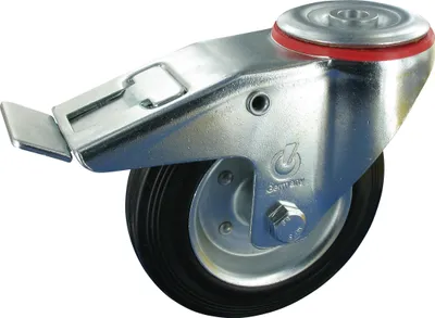 Produktbild von Lenkrolle mit Feststeller Rad 125mm Vollgummi Rollenlager Tragfähigkeit:100KG