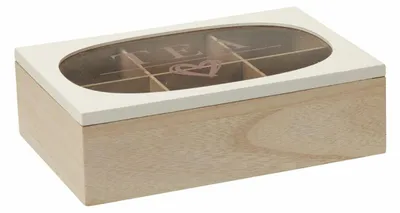 Obrázek produktu pro HOWHOMELY | Krabička na čaj – Teebox – béžová – 24 x 16 cm – úložná krabička – 6 přihrádek – praktická