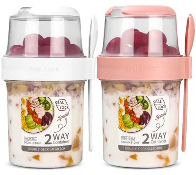 Salatbecher to go, 2er-Set, 310+560 ml, auslaufsicher, mit Löffel
