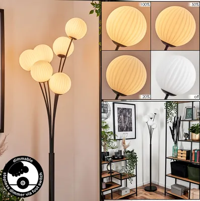 Produktbild von Lerici Stehlampe aus Metall/Riffelglas in Schwarz/Weiß