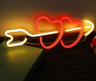 Produktbild von Neon Led Licht USB, Neon Schild , Nachtlicht,Neonlicht Led Wanddeko, Gaming Deko Zimmer Party Bar Kinder Geschenk(Doppelherz)