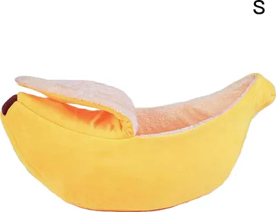 Obrázek produktu pro Kočičí banánová postel, psí bouda, teplá loď, hnízdo na spaní pro domácí mazlíčky, bavlněný polštář, korálové rouno, podložka pro psy, podložka pro kočky (S)