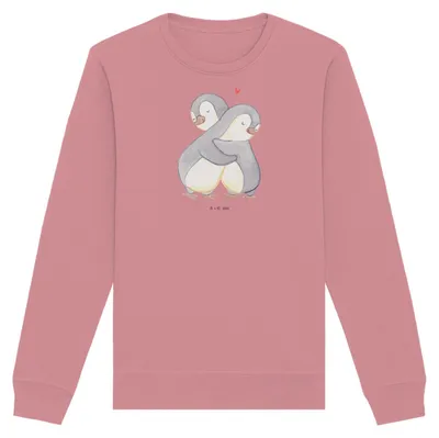 Produktbild von Mr. & Mrs. Panda Baumwoll Pullover Pinguine Kuscheln Größe M - Canyon Pink - Geschenk, Mitbringsel, Sweatshirt, Pulli, Valentinstag, Bio, Hochzeitstag, für Frauen