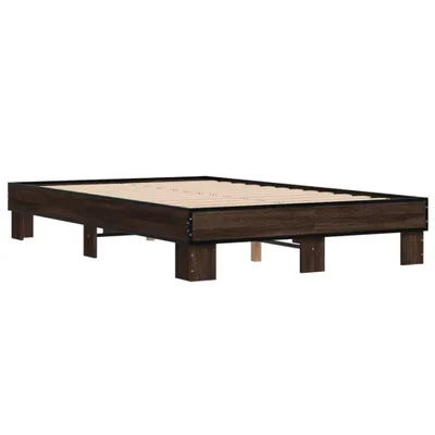Produktbild von Bettgestell Braun Eichen-Optik 135x190 cm Holzwerkstoff Metall