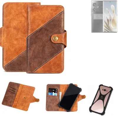 Produktbild von K-S-Trade Handyhülle Schutzhülle Bookstyle Case Wallet-Case kompatibel mit Nubia Z50S Cover Klapphülle Kantenschutz Smartphone dunkelbraun braun 1x
