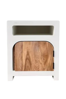 Produktbild von SIT Möbel Nachtkommode | 1 Tür, 1 offenes Fach | Akazie natur, Kalkputz weiß | B 50 x T 40 x H 60 cm | 14959-10 | Serie HOLVIK