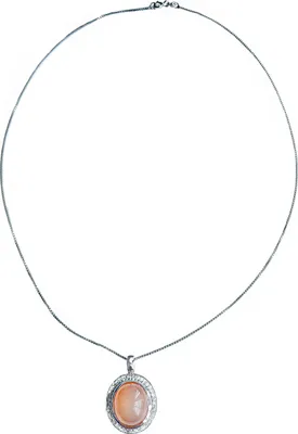 Produktbild von P2957PM_SSR Anhänger mit Kette Peach Mondstein Cabochon 45 cm 925 Silber XEN
