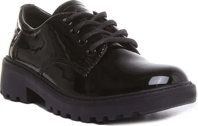 Image de Geox J Casey : chaussures pour enfants respirantes à lacets en vernis noir – undefined / Vernis noir
