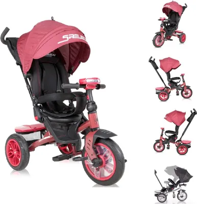 Obrázok produktu pre Lorelli Trojkolka Speedy, pneumatiky, otočné sedadlo, hudba, svetlo, tlačná tyč červená/čierna