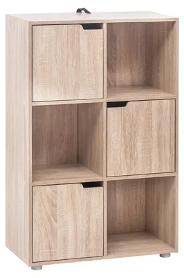 Immagine prodotto di Librerie - Scaffali per libri - Librerie in legno - Libreria a colonna con 6 scomparti e ante