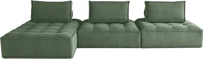 Image de Lisa Design Marisol - canapé d'angle modulable 4 places - velours texturé , Vert