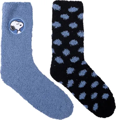Produktbild von The Peanuts Snoopy Kuschelsocken für Damen - Flauschige Wintersocken warme Socken Blau/Schwarz (2er Pack), Größe:39-42