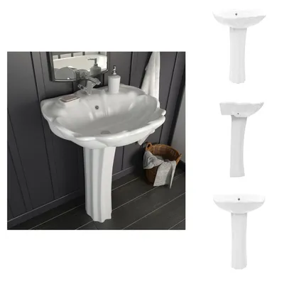 Produktbild von vidaXL Freistehendes Waschbecken mit Säule Keramik Weiß 580x510x200 mm -  Badezimmer-Waschbecken