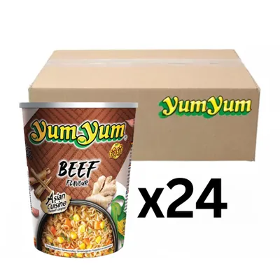Produktbild von 24er-Pack Yum Yum Instantnudeln Rind CUP 70g