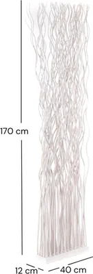 A tall, white, wavy decorative screen or room divider standing against a white background.