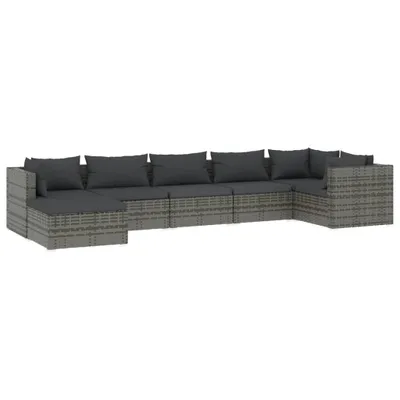 Produktbild von vidaXL 7-tlg. Garten-Lounge-Set mit Kissen Poly Rattan Grau