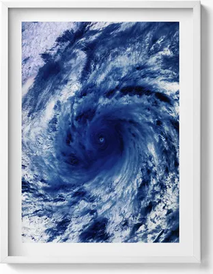 Produktbild von NASA-Foto - Wolkenwirbel aus dem Weltraum– Wandbild mit Rahmen – Gerahmtes Bild  – Wanddekoration – 60x80 cm –  Weiß Rahmen