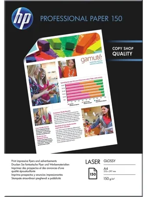 Produktbild von HP Professional Laser-Papier glänzend 150 g/m² - 150 Blatt/A4/210 x 297 mm, Laserdrucken, A4 (210x297 mm), 150 Blätter, 1,6 kg, Business, Unternehmen, 10 - 80%