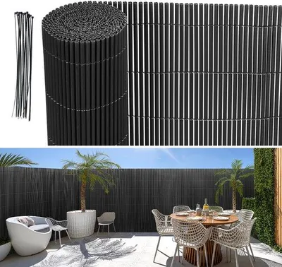 Image de Barrière de protection pour jardin en PVC-G, de 4 mètres de long, idéale pour séparer les balcons, résistante au vent et aux intempéries, et résistante aux UV, pour l'extérieur, de couleur anthracite