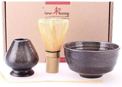 Produktbild von Famanu Matcha Set Teeceremonie 4-teilig mit Klopperhalter und Bambuslöffel