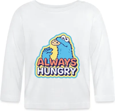 Produktbild von Spreadshirt Sesamstraße Krümelmonster Design Always Hungry Baby Langarm Shirt, 12-18 Monate, Weiß