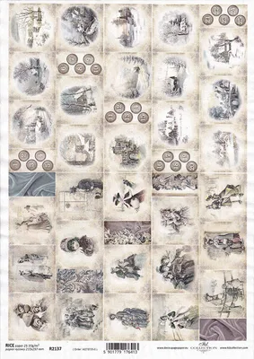 Image de ITD Papier de riz découpage Papier de bricolage Technique de la serviette, vintage, calendrier de l'avent R2137