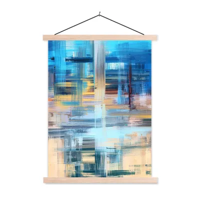 Produktbild von MuchoWow® Textilposter Ölfarbe - Abstrakt - Malerei 60x80 cm mit holzfarbenen Rahmen - Wandbild