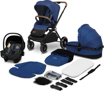Produktbild von Lionelo Mika 3in1 Set Kinderwagen, Babywanne, Babyschale. Im Set Moskitonetz, Fußabdeckung, Regenschutz. Wartungsfreie Gummiräder. Leichte Konstruktion
