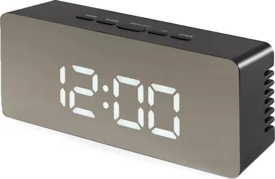 Obrázek produktu pro Verk 01457 Multifunkční zrcadlové hodiny s budíkem a teploměrem černé