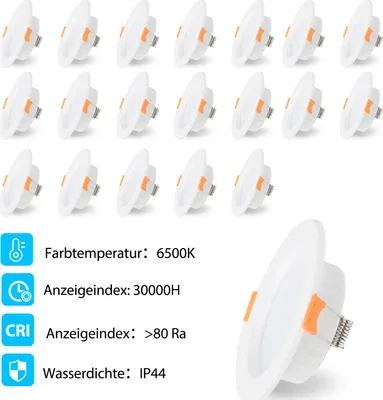 Obrázok produktu pre Jayseuw LED zapustené reflektory 20 kusov 5W studená biela nestmievateľné 400LM ploché zapustené svetlo zapustené stropné svetlo reflektor