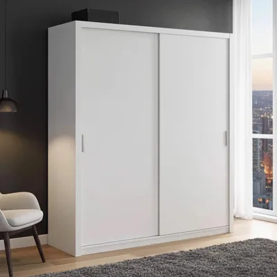 Productafbeelding van Schuifdeurenkast Zenit, 220 cm, schuifdeurenkast, kledingkast, garderobe (kleur: wit, zonder spiegel)