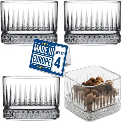 Glas-Dessertschalen, Set mit 4, 235 ml, quadratisch, stapelbar