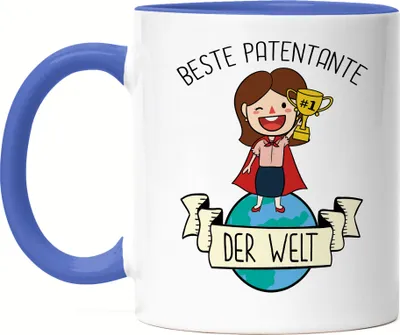 Produktbild von Beste Patentante der Welt Tasse Blau Lustig Geschenkidee Tante Geschwister Geburtstag Nichte Neffe