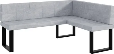 Produktbild von MEBLINI Eckbank für Esszimmer - Küchenbank - Essecke - Sitzecke Küche - PETER - U-Beine 128x168x87cm Rechts - Hellgrau Samt
