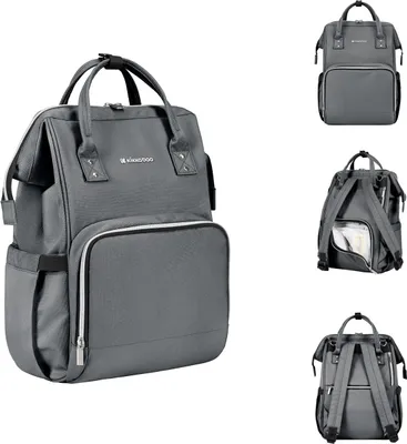Produktbild von Kikkaboo Wickeltasche Siena, Rucksack, Wickelunterlage, Grifflänge einstellbar grau dunkelgrau