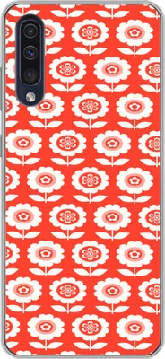 Produktbild von MuchoWow® Handyhülle Schutzhülle Hülle für Telefoonhoesje Samsung Galaxy A50 Blumen - Muster - Rot Silikon Softcase Handy Hülle - Mobiltelefonhülle