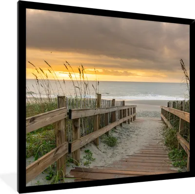 Produktbild von MuchoWow® Gerahmtes Poster Strand - Meer - Düne - Weg 40x40 cm - Poster mit Schwarzem Bilderrahmen Wandposter Rahmen Foto Bilder - Mit Rahmen - Wanddekoration Schlafzimmer