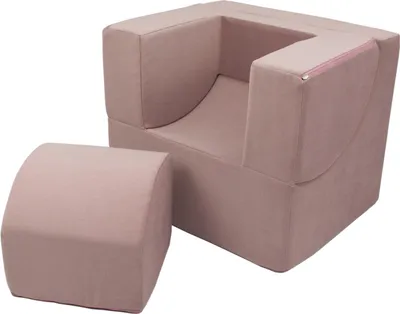 Produktbild von VELINDA Ausklappbarer Kindersessel aus Schaumstoff – Kinderliege mit abnehmbarem waschbarem Bezug – Puderrosa