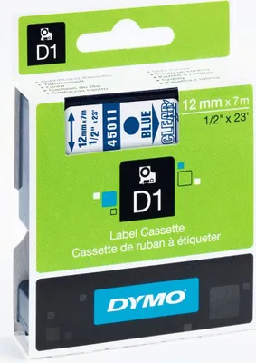 Immagine prodotto di Dymo S0720510 Nastro di scrittura Dymo D1 12 mm x 7 m blu su trasparente 45011