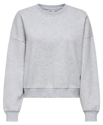Image de Sweatshirt ONLY - Modèle ONLBEST, col rond, coupe classique, couleur gris clair unie, taille XS