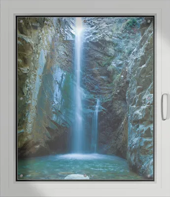 Produktbild von Wallario Lichtschutzbild, Dekorativer Sichtschutz Sonnenschutz 96 x 115 cm mit Motiv: Wasserfall bei Sonneneinfall - Verdunklung ohne Bohren