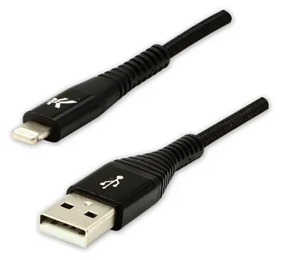 Immagine prodotto di Cavo USB Logo (2.0) USB A maschio - Apple Lightning maschio 1m nero MFi, 5V/2,4A nylo
