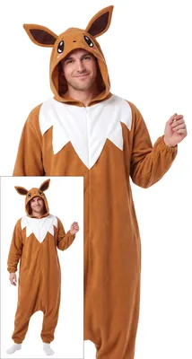 Produktbild von Fuchs Kostüm für Herren braun Overall mit Kapuze Jumpsuit Onesie Tierkostüm Pyjama Karneval Fasching, Größe: 52 - 54 (L) Farbe: Braun