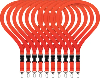 Produktbild von 10 x unbedruckte Schlüsselbänder Rot Schlüsselband Lanyard mit Steckschnalle ohne Druck Umhängeband neutral 20 mm breit Steckverschluss Sicherheitsverschluss 10 Stück