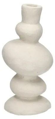 Produktbild von Pomax Apilar Kerzenhalter aus Pappmaché, Cremeweiß, Ø 12 x H 29 cm