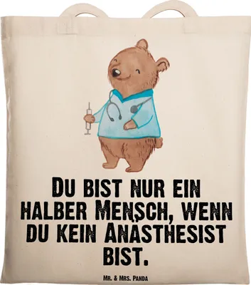 Produktbild von Mr. & Mrs. Panda Shopping Tasche Anästhesist Herz - Transparent - Geschenk, Anästhesie, Tragetasche, Witzig, Studium, Spruch, Beutel, Krankenhaus, Einkaufstasche