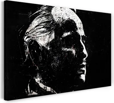 Produktbild von Leinwandbild (120x80cm): Der Pate Don Vito Corleone künstlerisch nachbearbeitet schwarz-weiß, echter Holz-Keilrahmen inkl. Aufhänger, handgefertigt in Deutschland